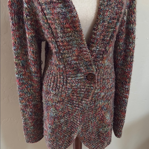 Beautiful Anthropologie Sleeping on Snow Neon Rainbow Knit Cardigan Sweater XL - Picture 3 of 10